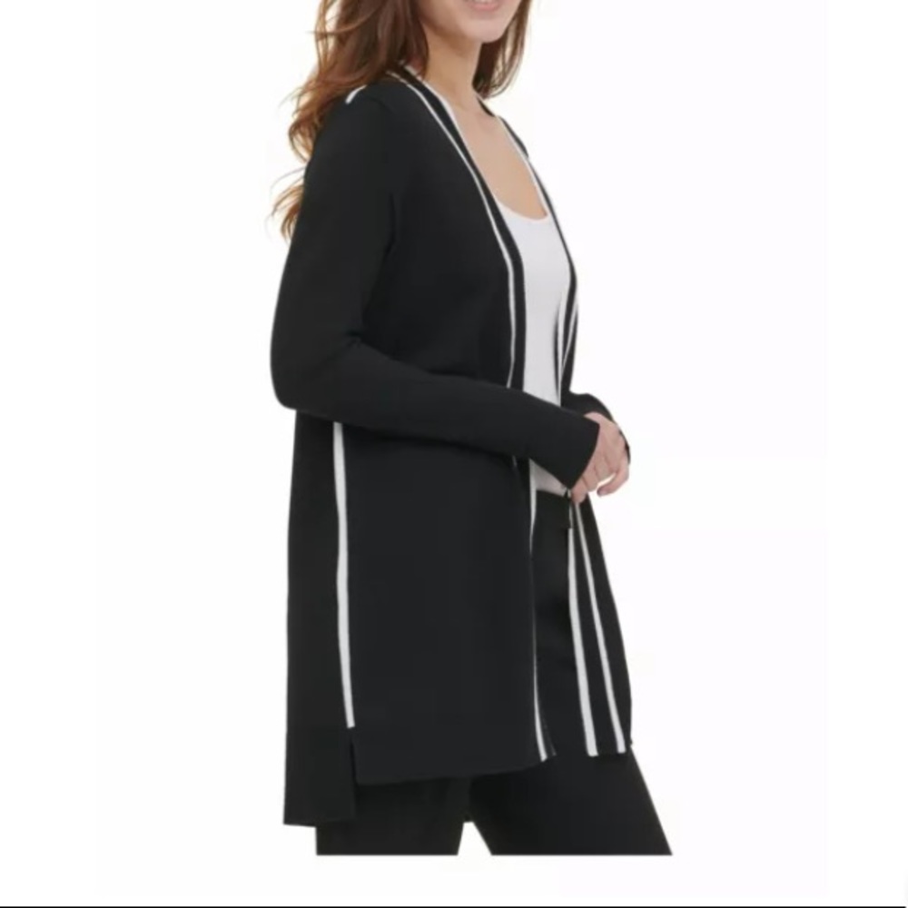 Calvin Klein Open Front Cardigan Black and White